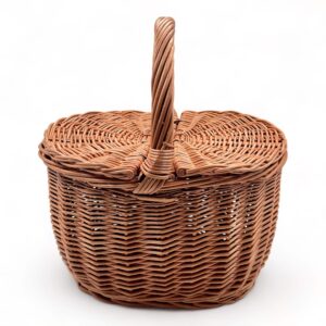 Cesta de picnic de mimbre con tapas para almacenamiento