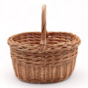 Cesta de mimbre con asa para Almacenamiento y Setas