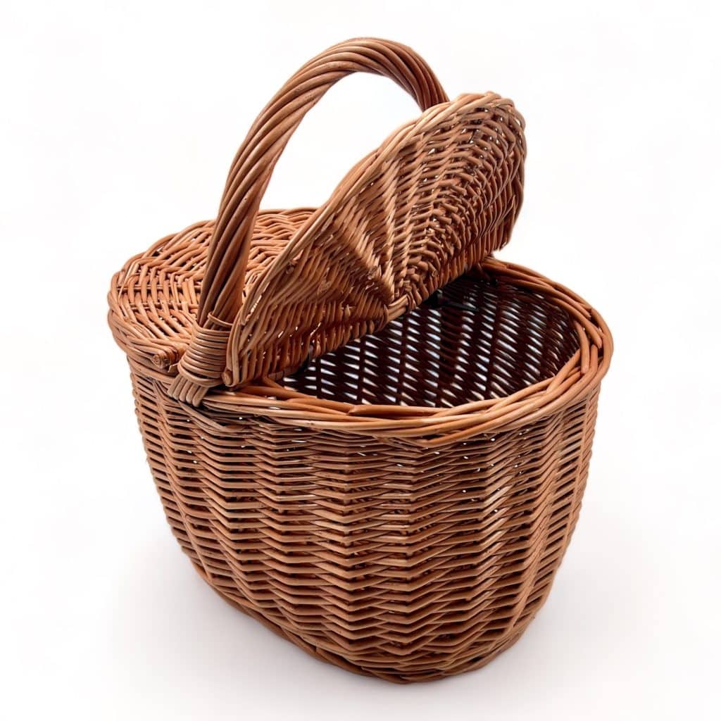 Cesta de picnic de mimbre con tapas para almacenamiento