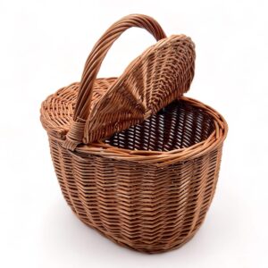 Cesta de picnic de mimbre con tapas para almacenamiento
