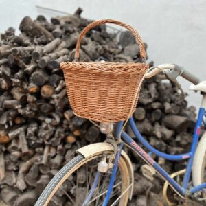 Cesta frontal de mimbre trenzado para bicicleta para almacenamiento
