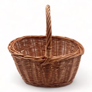 Cesta de Mimbre con asa oval para Almacenamiento y Decoración