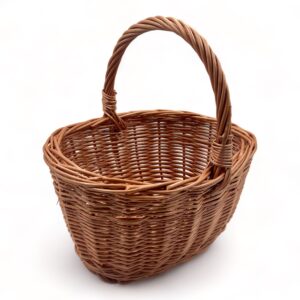 Cesta de Mimbre con asa oval para Almacenamiento y Decoración