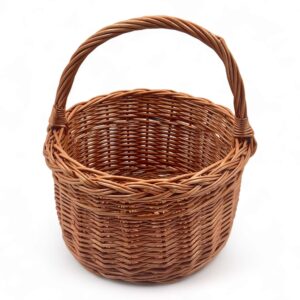 Cesta redonda trenzada de mimbre para Almacenamiento y Decoración