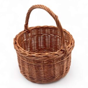 Cesta redonda trenzada de mimbre para Almacenamiento y Decoración