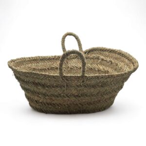 Cesta para leña - Cesta ovalada trenzada de esparto - Leñero para leña oval para interior