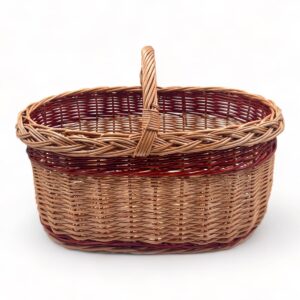 Cesta de Mimbre con asa oval para Almacenamiento y Decoración