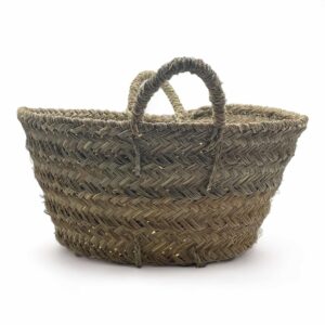 Cesta para leña - Cesta redonda trenzada de esparto - Leñero para leña redondo para interior, cesteriaESGA