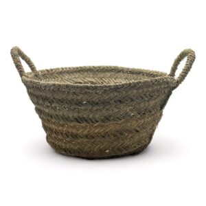 Cesta para leña - Cesta redonda trenzada de esparto - Leñero para leña redondo para interior, cesteriaESGA