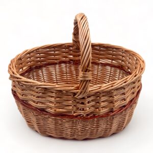 Cesta de Mimbre con asa oval para Almacenamiento y Decoración