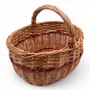 Cesta de Mimbre con asa oval para Almacenamiento y Decoración