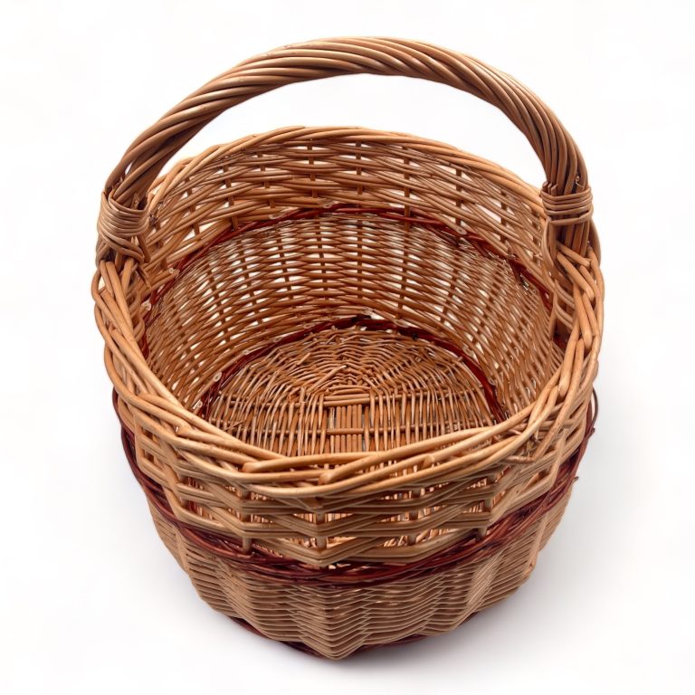 Cesta De Mimbre Para Bicicleta Con Tapa Y Asa – 33x25x24 Cm, Estilo Rústico Y Práctico
