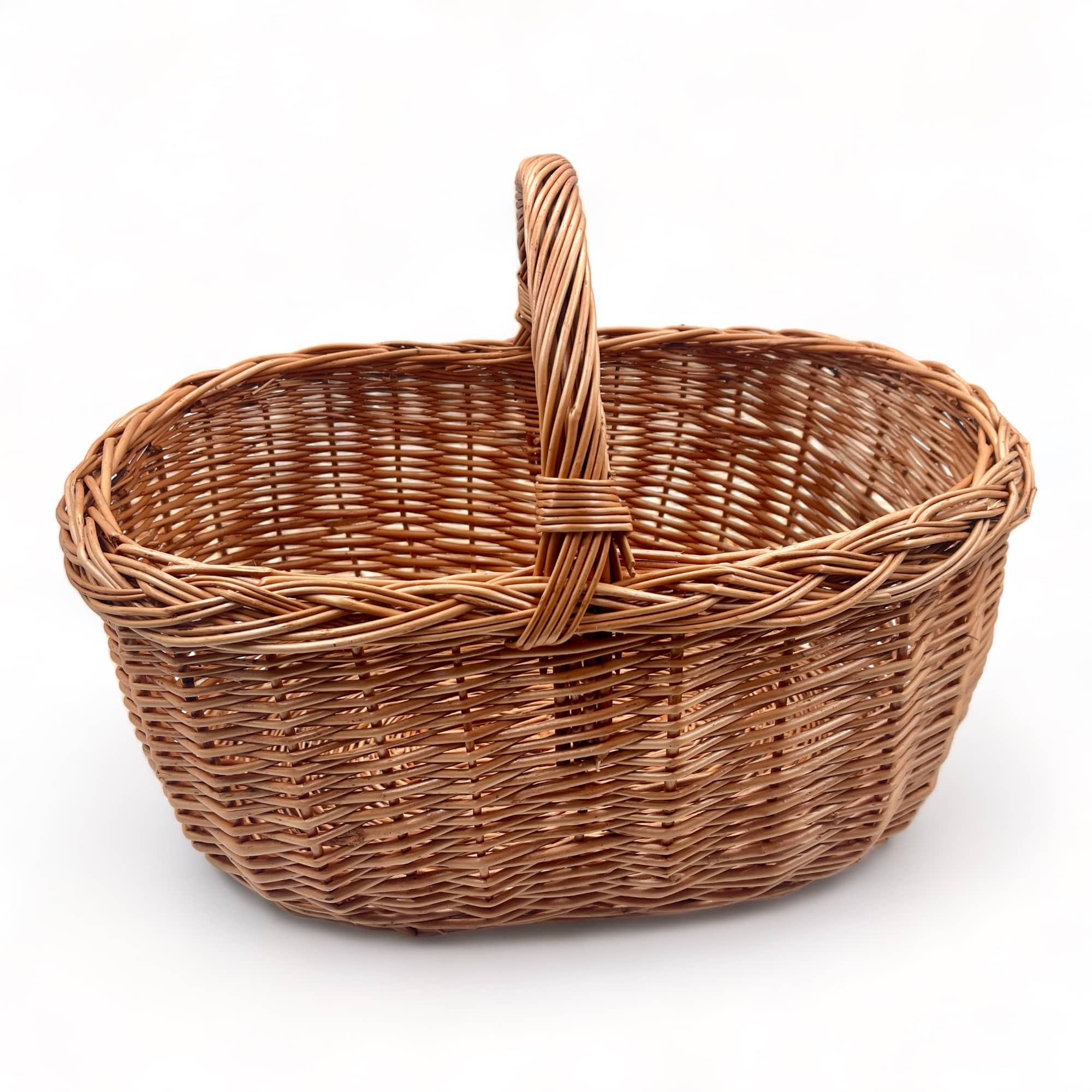Cesta de Mimbre con asa oval para Almacenamiento y Decoración