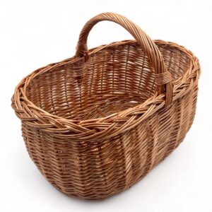 Cesta de Mimbre con asa oval para Almacenamiento y Decoración