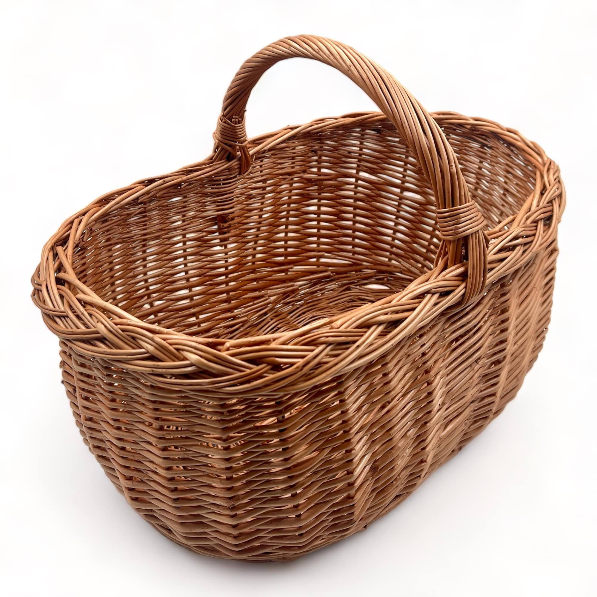 Cesta de Mimbre con asa oval para Almacenamiento y Decoración
