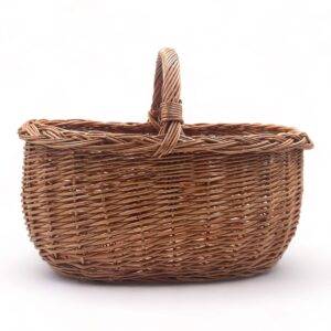 Cesta de Mimbre con asa oval para Almacenamiento y Decoración