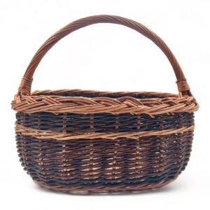 Cesta de mimbre con asa para almacenamiento y setas