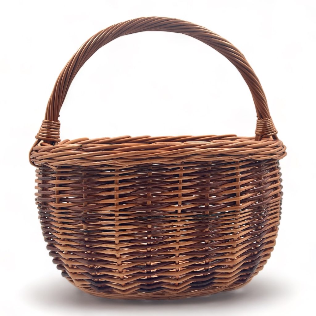 Cesta de Mimbre con asa oval para Almacenamiento y Decoración