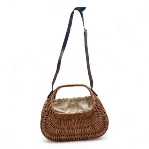 Bolso bandolera / de mano pequeño de mujer, bolso ovalado de mimbre trenzado, bolso de hombro,