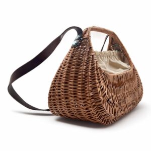 Bolso bandolera / de mano pequeño de mujer, bolso ovalado de mimbre trenzado, bolso de hombro,