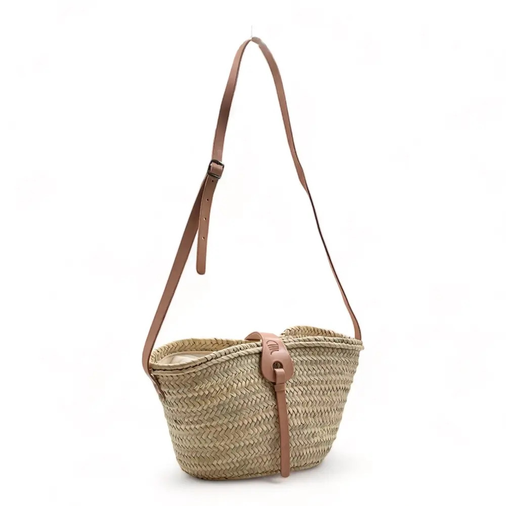 Capazo bolso de hombro de palma con cremallera