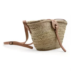 Capazo bolso de hombro de palma con cremallera