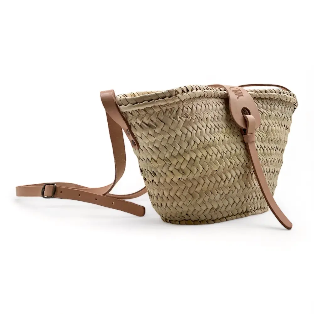 Capazo bolso de hombro de palma con cremallera