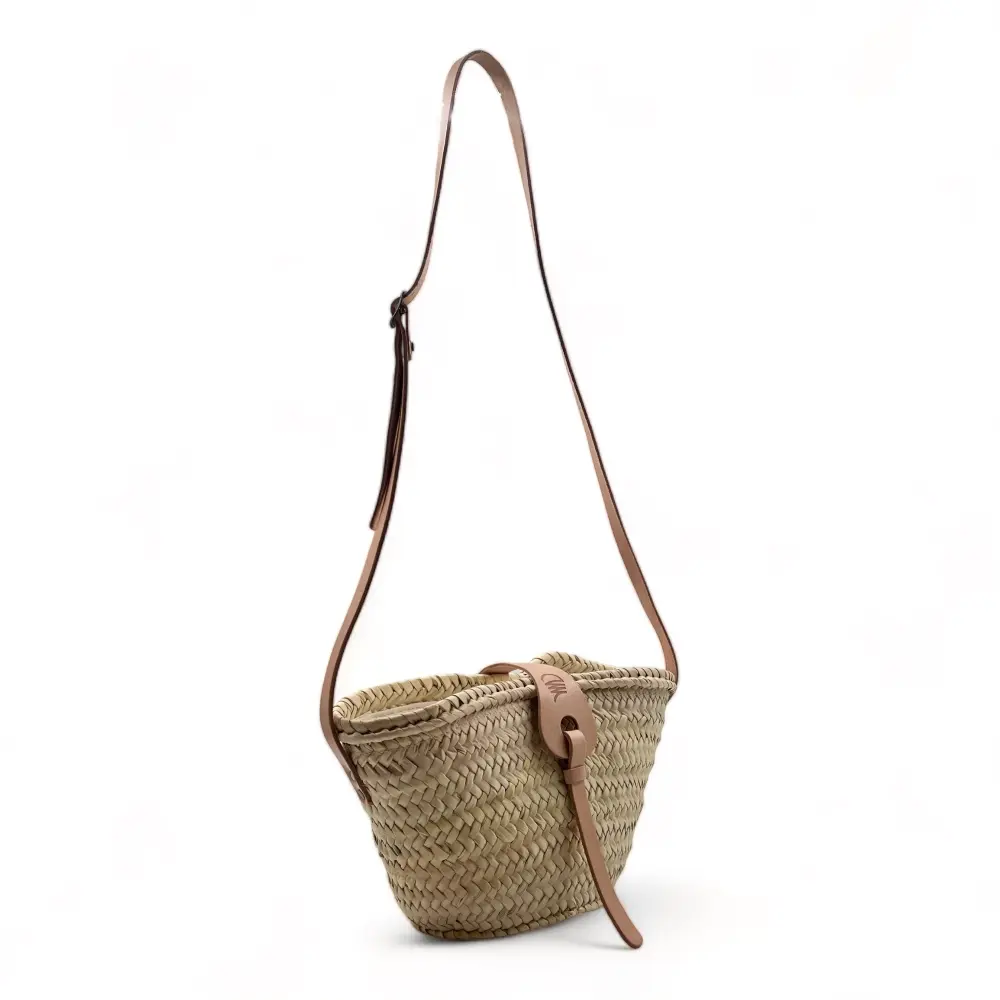 Capazo bolso de hombro de palma con cremallera