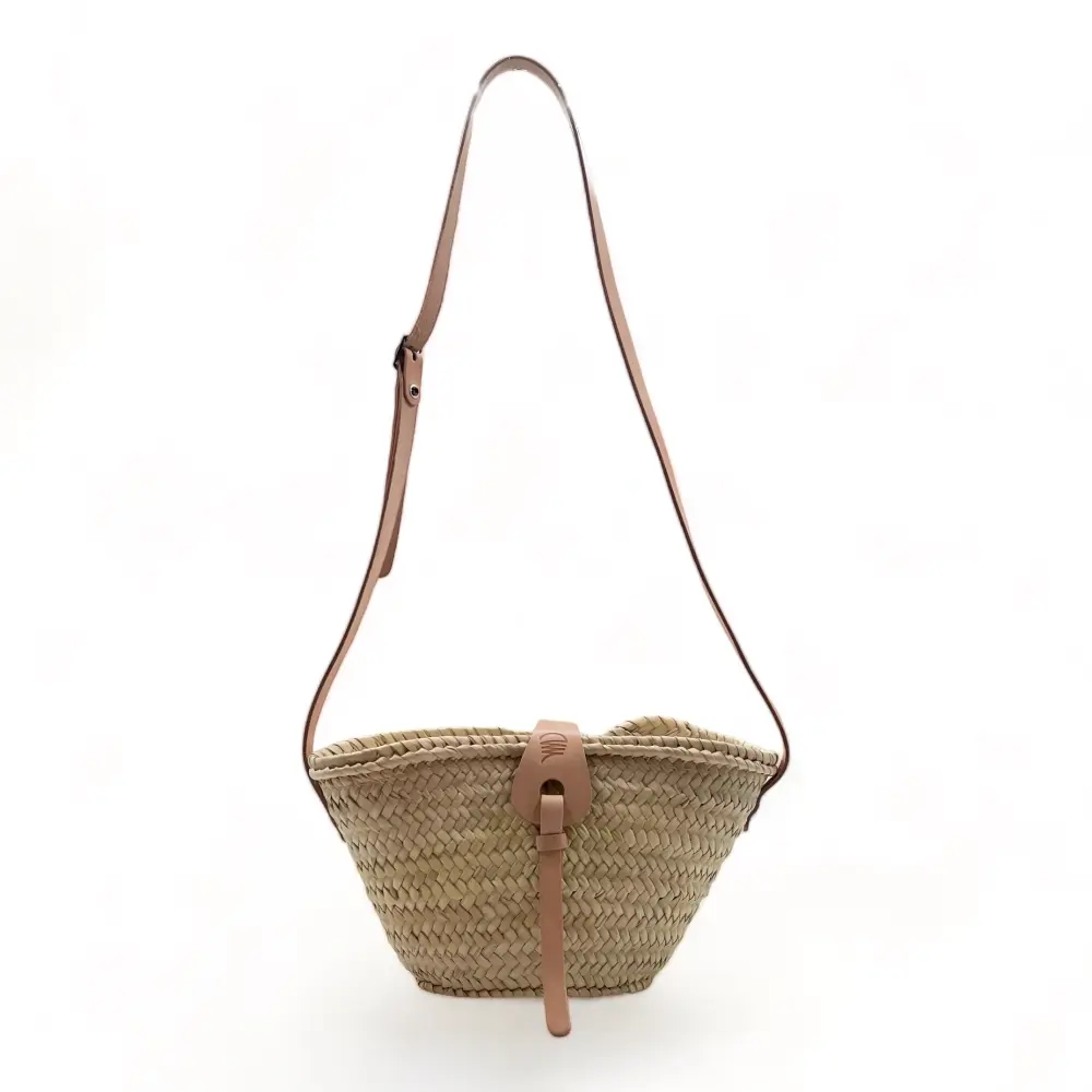 Capazo bolso de hombro de palma con cremallera