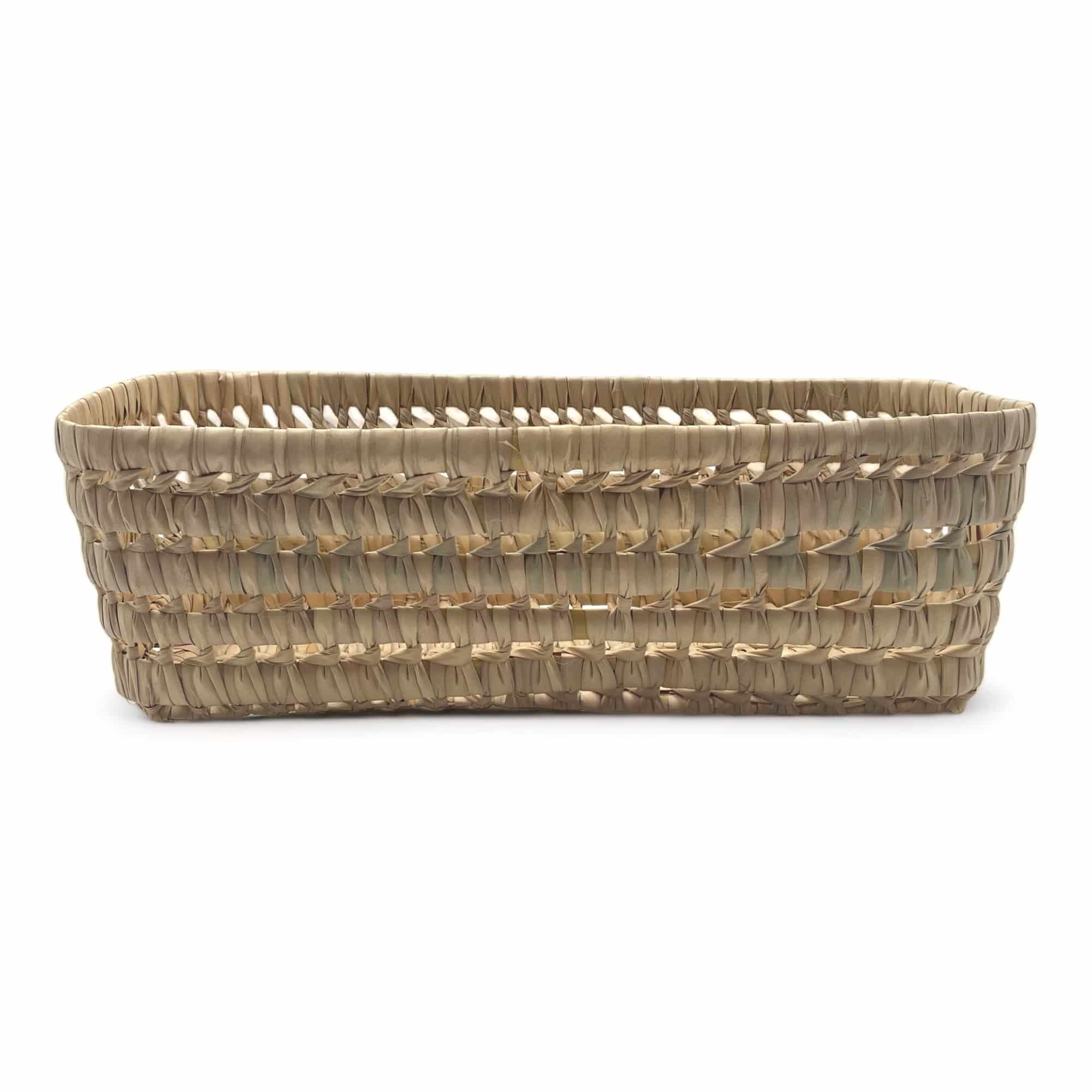 Cesta almacenamiento rectangular trenzada de baño o cocina de palma