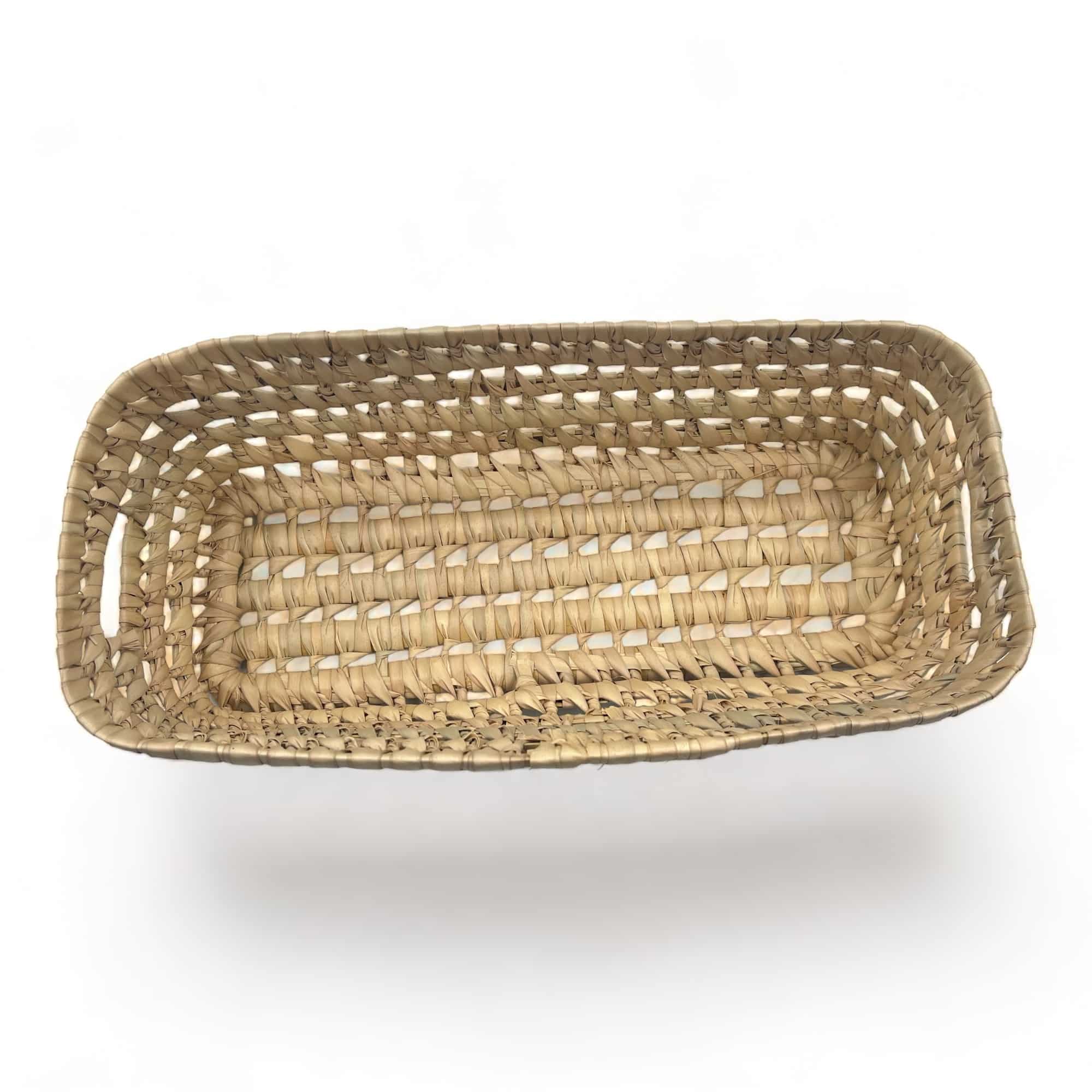 Cesta almacenamiento rectangular trenzada de baño o cocina de palma