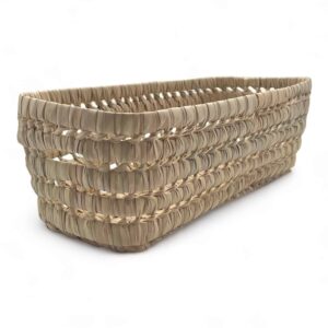 Cesta almacenamiento rectangular trenzada de baño o cocina de palma
