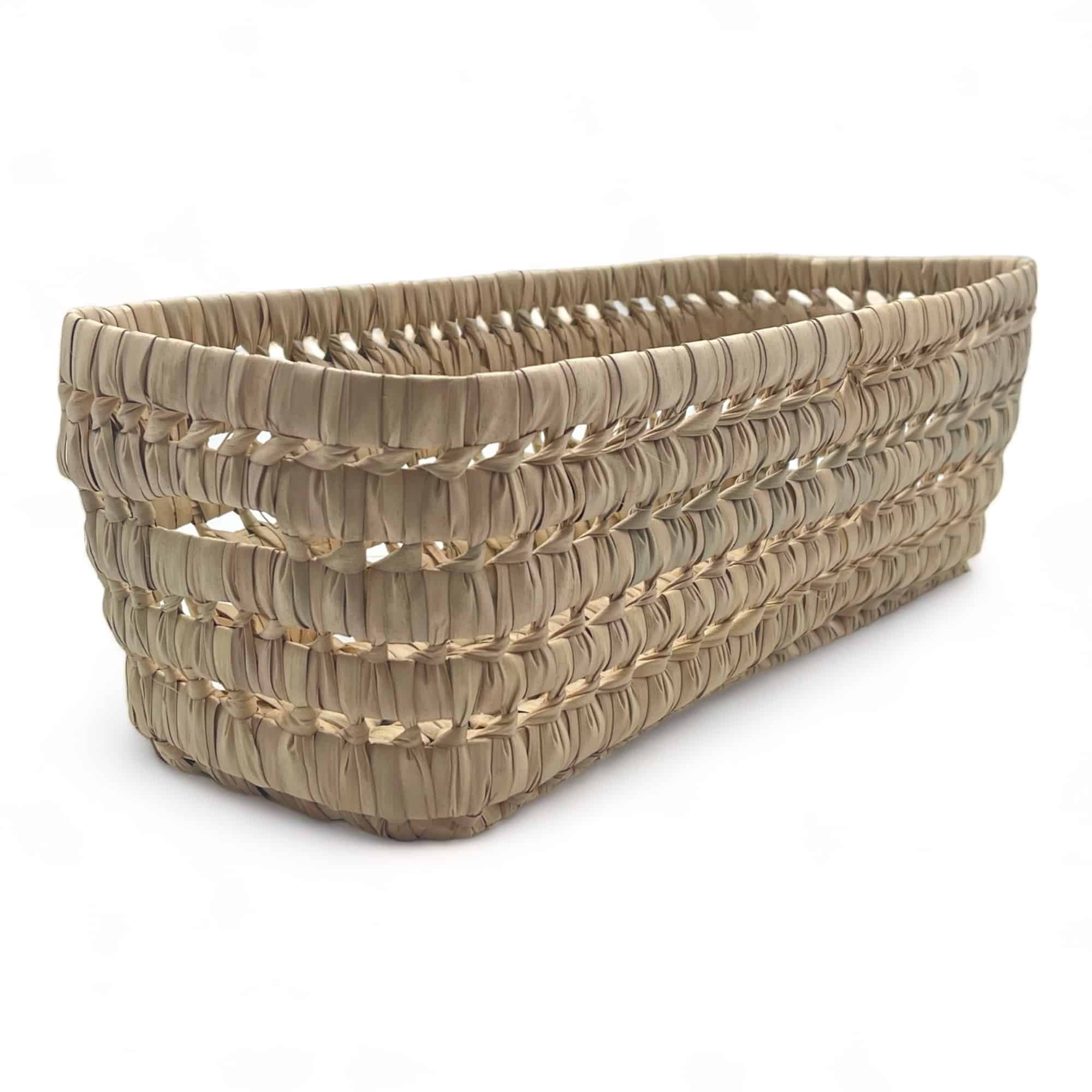 Cesta almacenamiento rectangular trenzada de baño o cocina de palma