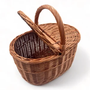 Cesta de Mimbre Grande con Tapas para Picnic