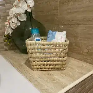 Cesta de Baño de Palma Cuadrada para Almacenamiento