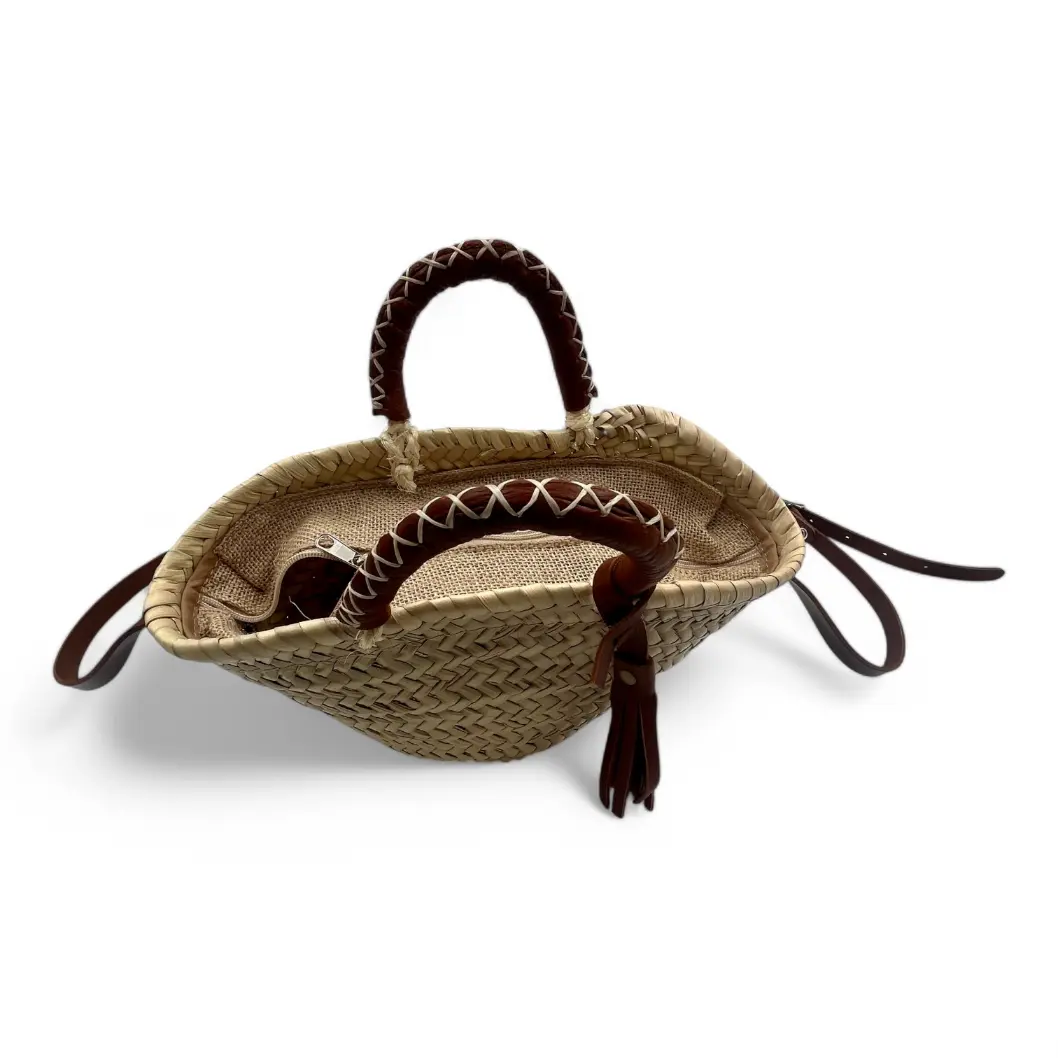 Bolso de Hombro de Palma con Cremallera