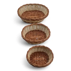 Set de 3 Bandejas de Mimbre Redonda para Pan