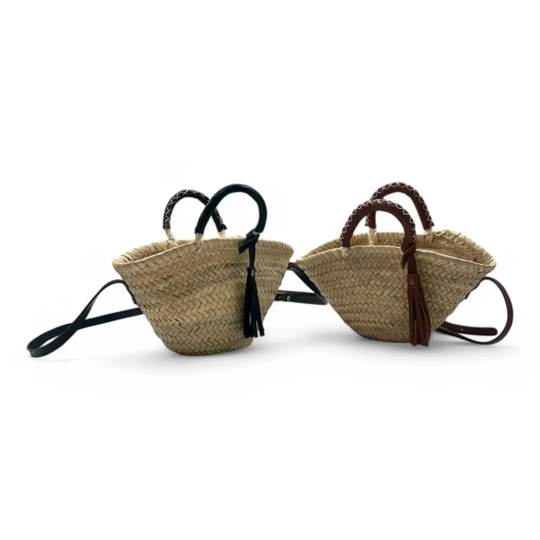 Bolso de Hombro de Palma con Cremallera