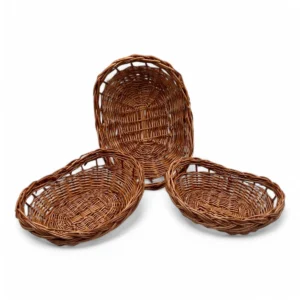 Set de 3 Bandejas de Mimbre Ovaladas para Pan
