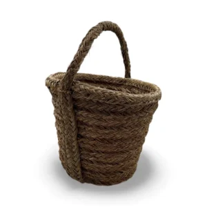 Cesta redonda de esparto con asa reforzada