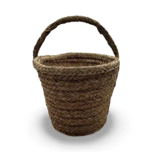 Cesta redonda de esparto con asa reforzada